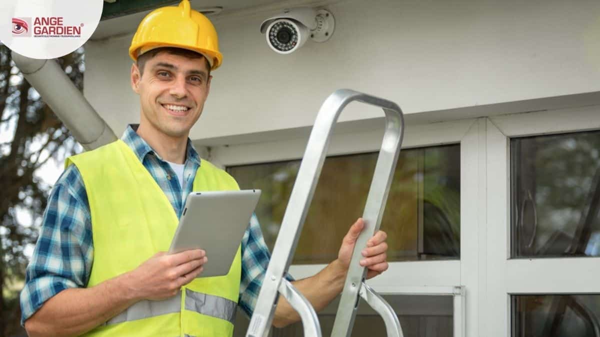 Technicien installant un système de sécurité sur une maison en Tunisie
